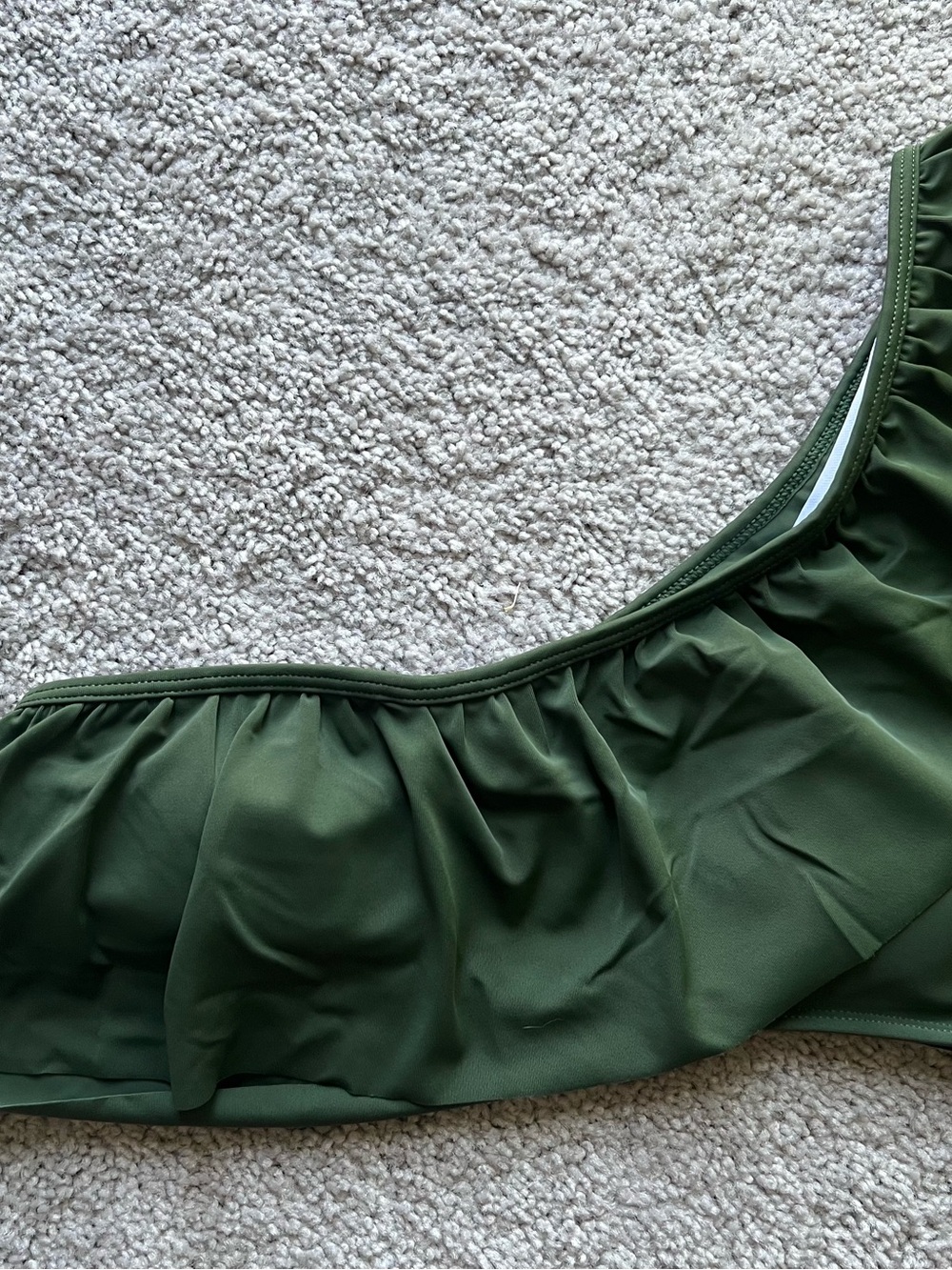 Olive Green One-Shoulder Ruffle Bikini Set - Picture 5 of 7